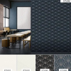 Vliestapete Ornamente schwarz blau weiß silber 37528-2