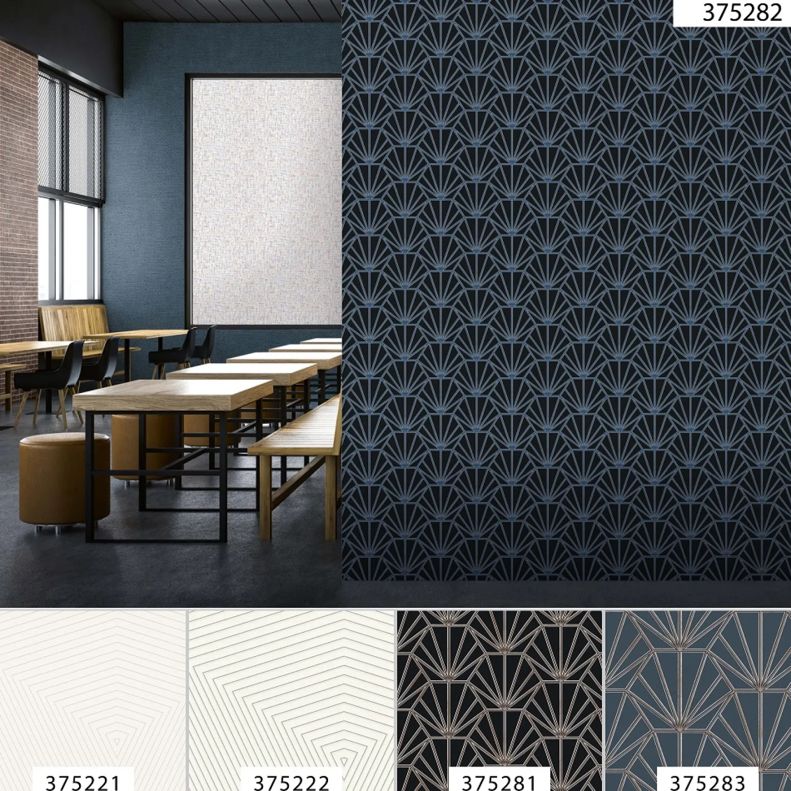Vliestapete Ornamente schwarz blau weiß silber 37528-2
