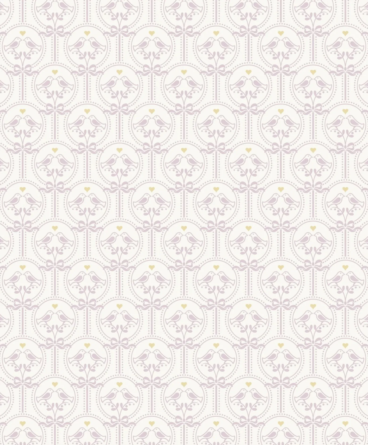 Vliestapete Ornamente Vögel Weiß Lila Gold Metallic JS3201