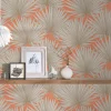 Vliestapete Palmen Blätter Orange Beige 39090-3