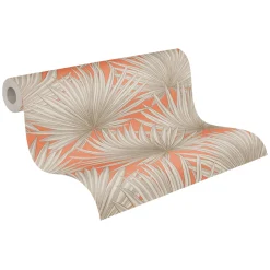 Vliestapete Palmen Blätter Orange Beige 39090-3