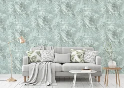 Vliestapete Palmen Blätter türkis livingwalls Hygge 36385-3