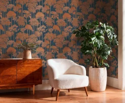 Vliestapete Palmen Dschungel Blau Bronze Metallic 79162-4