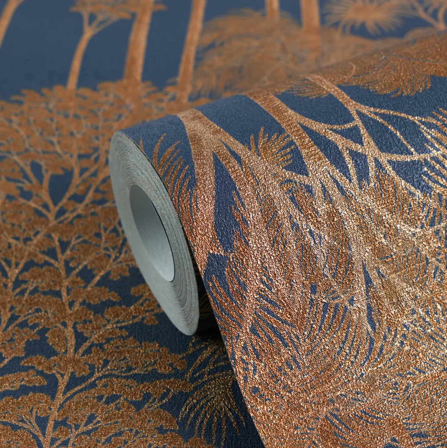 Vliestapete Palmen Dschungel Blau Bronze Metallic 79162-4