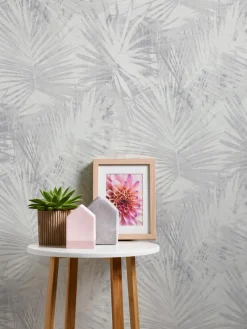 Vliestapete Palmen hellgrau livingwalls Hygge 36385-1