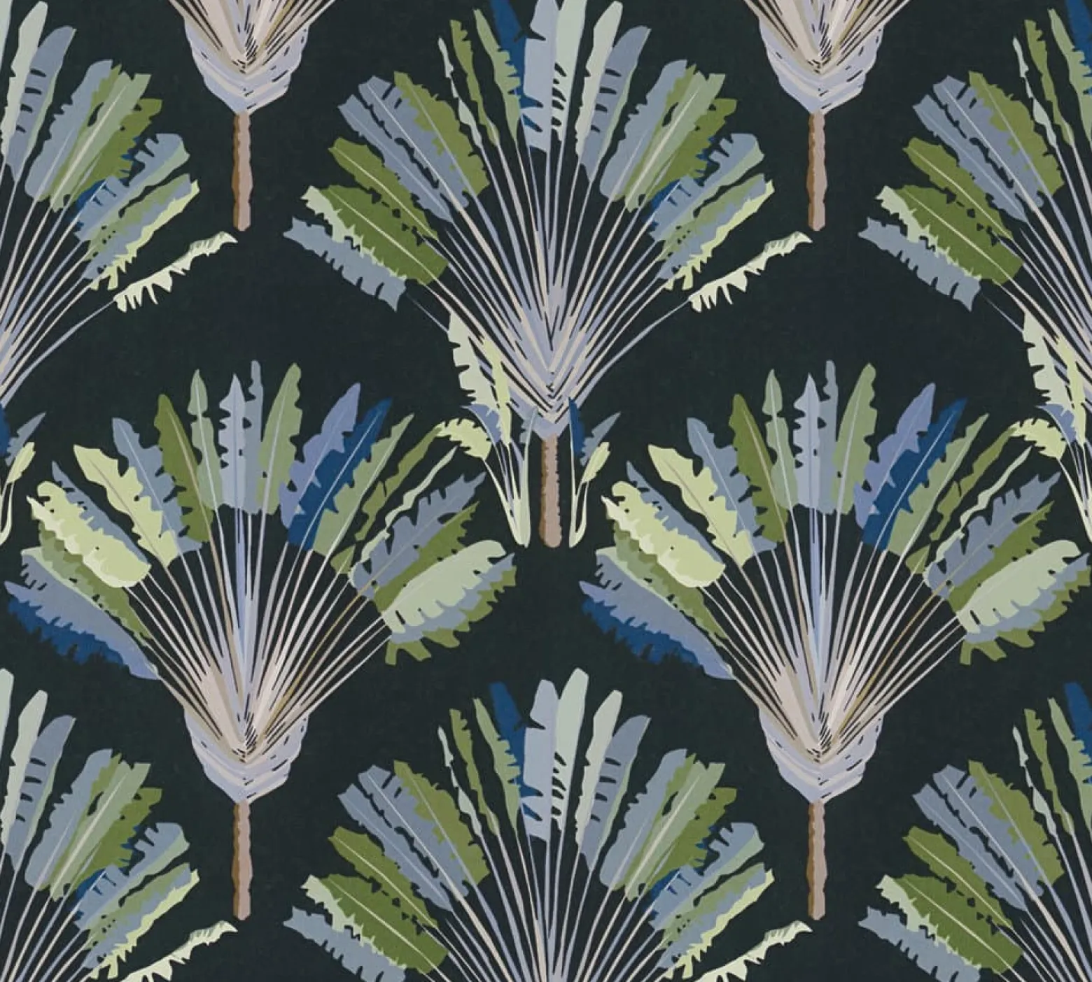 Vliestapete Palmwedel Blätter blau grün 37708-5