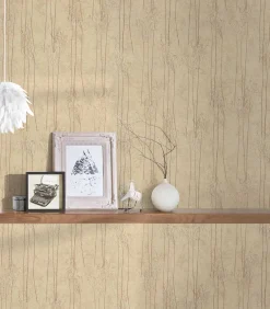 Vliestapete Pampasgras Beige Grau Glitzer 38614-1