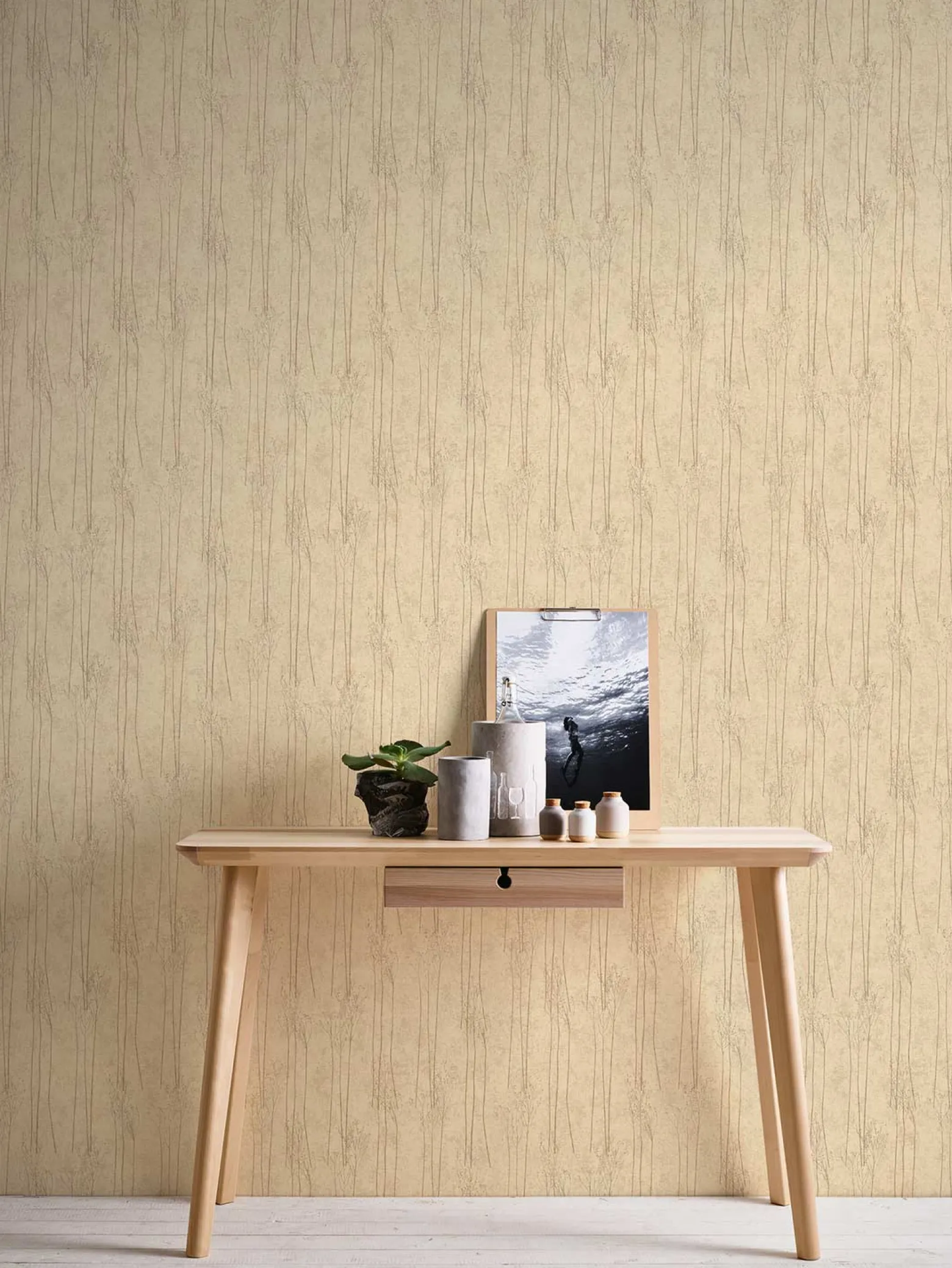 Vliestapete Pampasgras Beige Grau Glitzer 38614-1