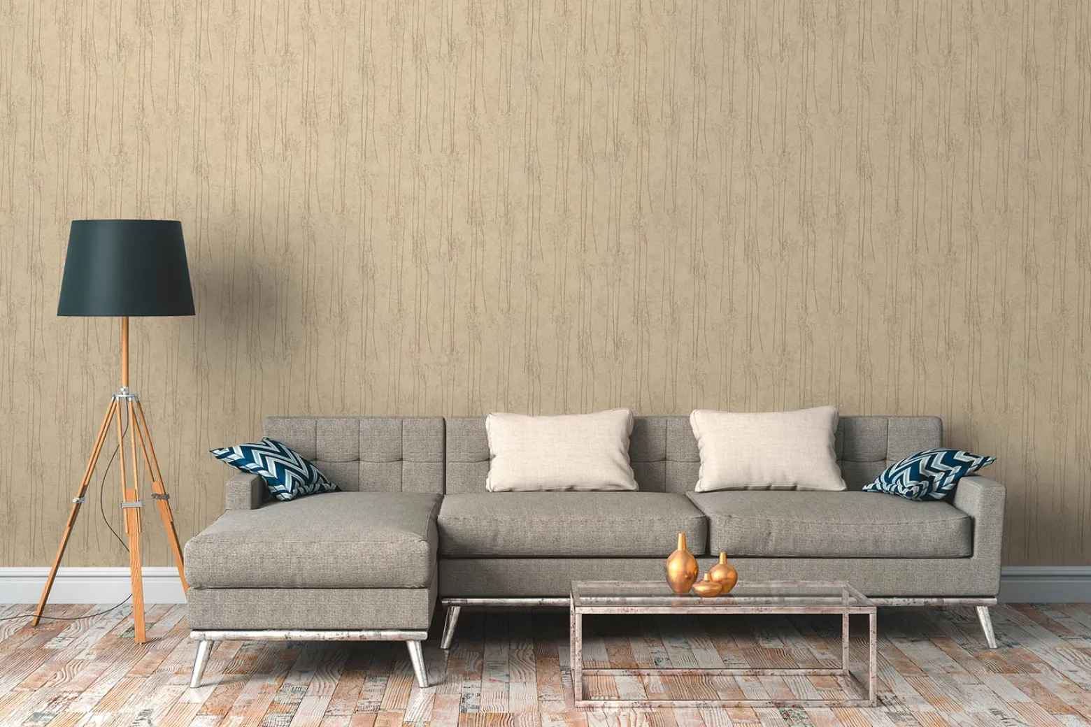 Vliestapete Pampasgras Beige Grau Glitzer 38614-1