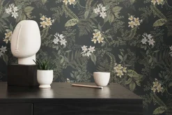 Vliestapete Pflanzen Floral Blumen Schwarz Grün 39424-4