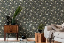 Vliestapete Pflanzen Floral Blumen Schwarz Grün 39424-4