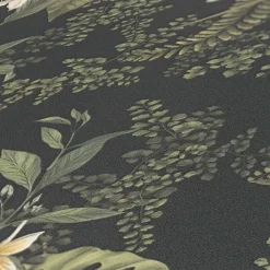 Vliestapete Pflanzen Floral Blumen Schwarz Grün 39424-4