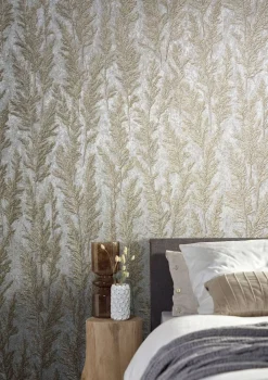 Vliestapete Pflanzen Gräser beige grau 85732