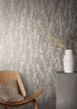 Vliestapete Pflanzen Gräser taupe silber 85731