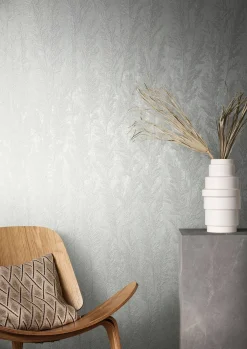 Vliestapete Pflanzen Gräser weiß-grau metallic 85735