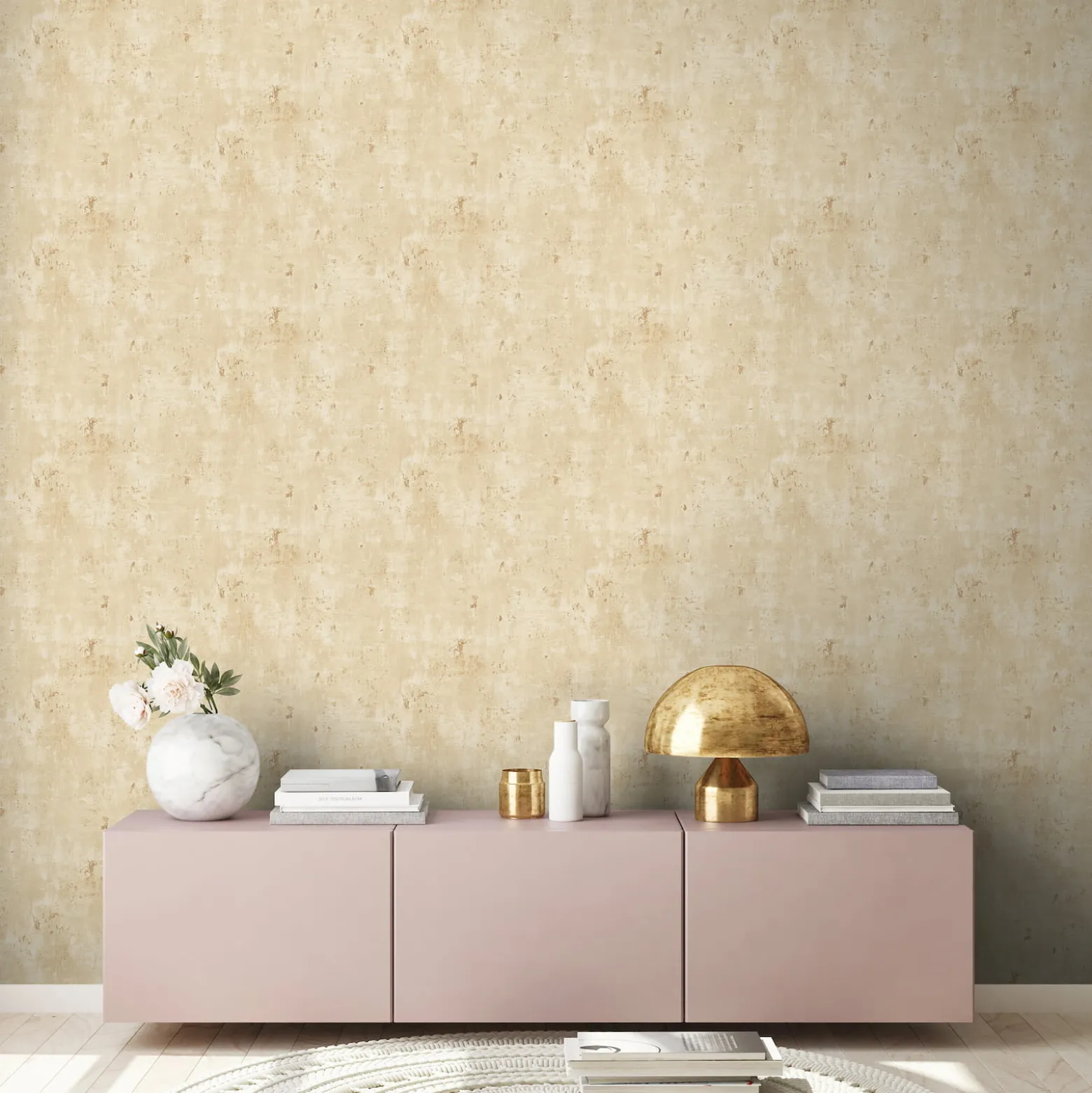 Vliestapete Putz Optik Beige Gold Metallic 39670-5