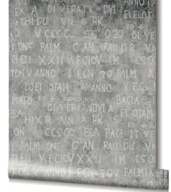 Vliestapete Putz Optik Schrift Grau Metallic 82367