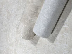Vliestapete Putz Optik Schrift Beige Weiß Metallic 82365