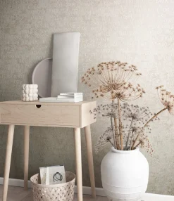Vliestapete Putz Optik Schrift Beige Weiß Metallic 82365