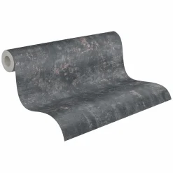 Vliestapete Putz Optik Schwarz Kupfer Metallic 39670-3