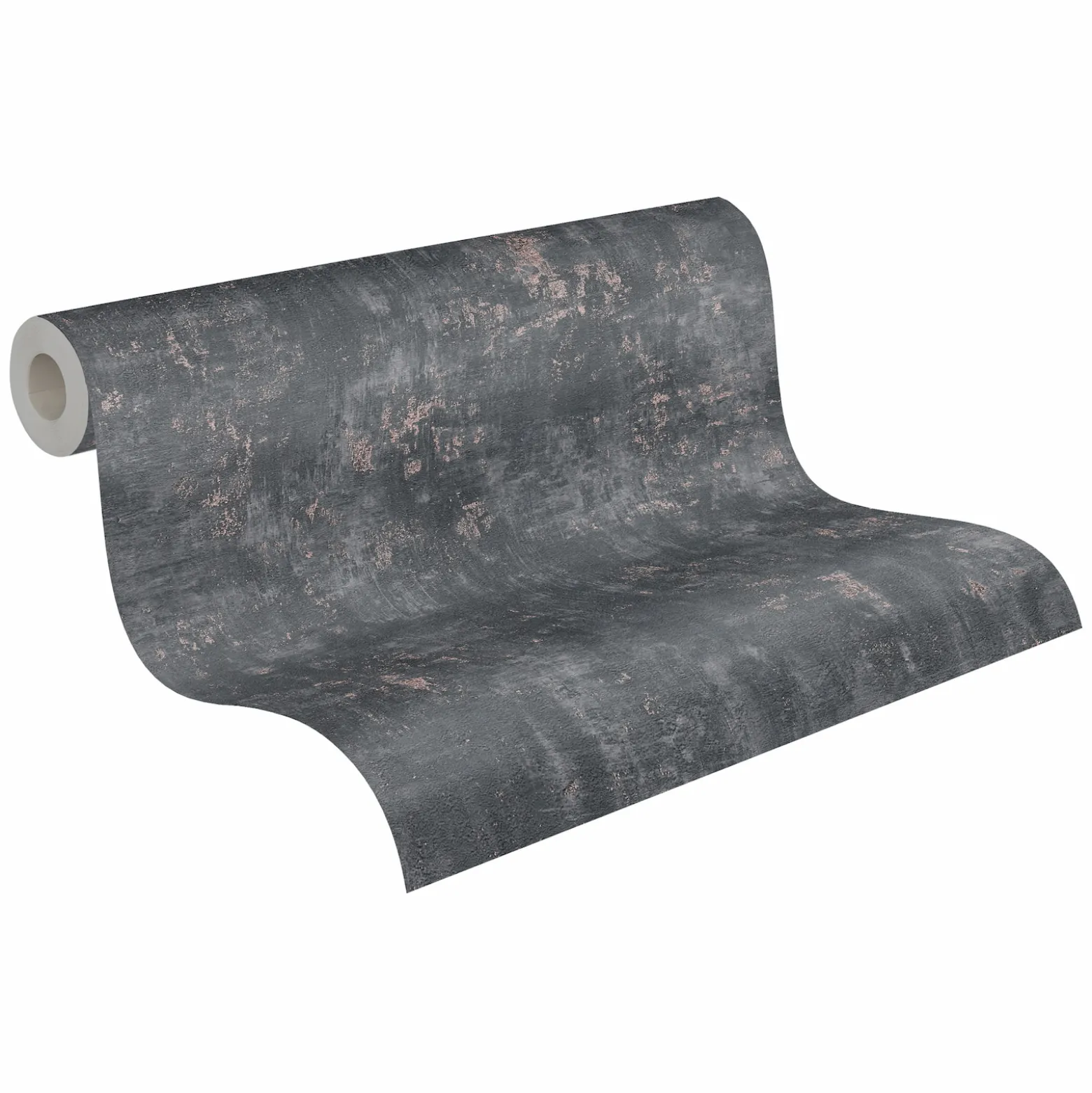 Vliestapete Putz Optik Schwarz Kupfer Metallic 39670-3