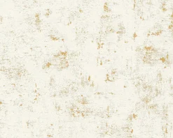 Vliestapete Putz-Optik Used grauweiß gold Glanz 2307-75