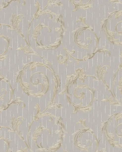 Vliestapete Ranke Floral taupe gold Glanz Marburg 30609