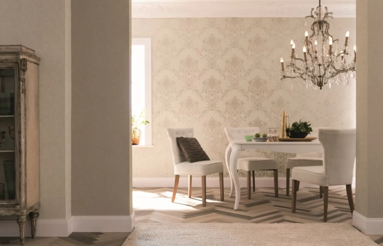 Vliestapete Ranken Floral graubeige Marburg 58224