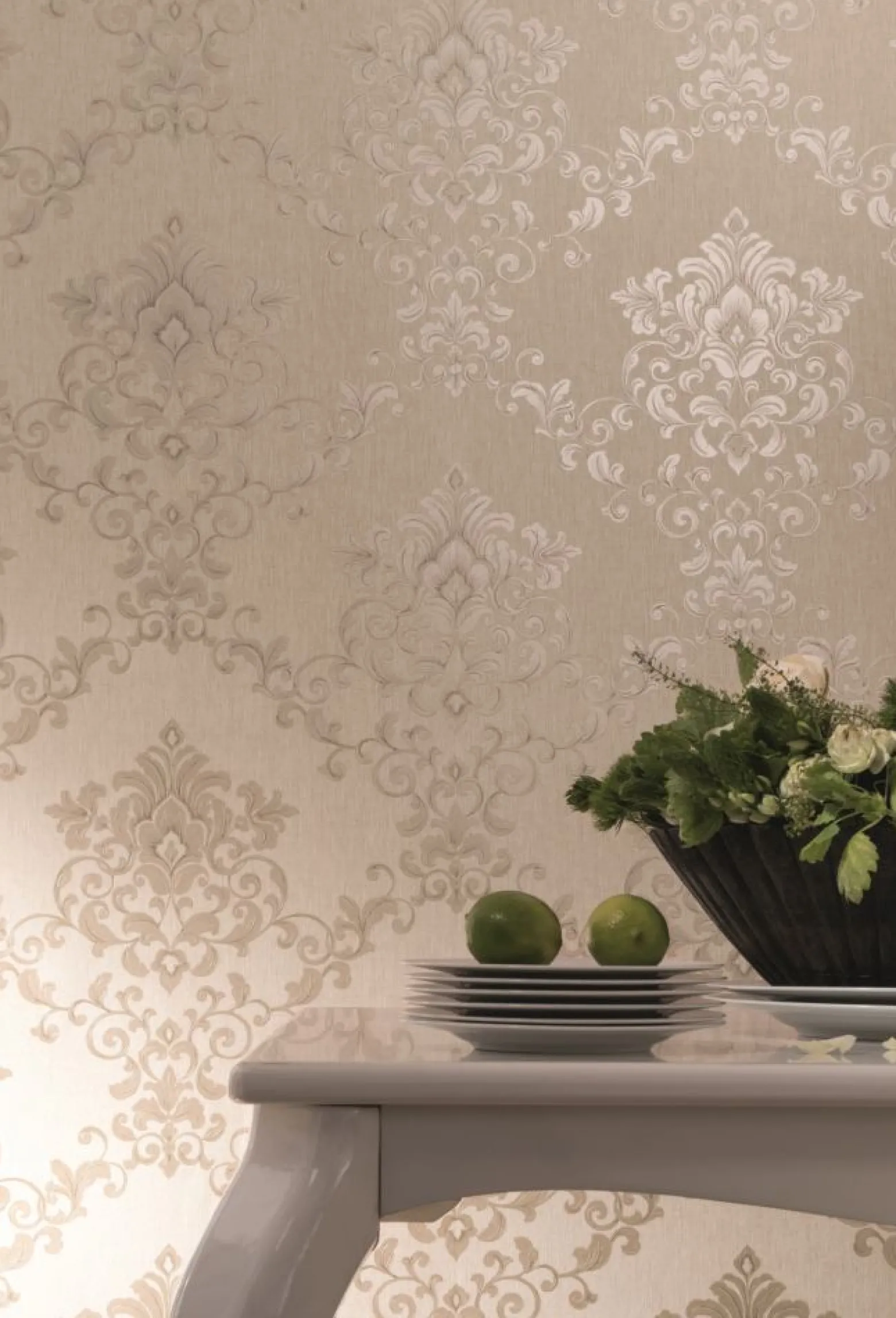Vliestapete Ranken Floral graubeige Marburg 58224