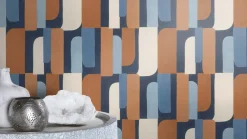 Vliestapete Rasch Abstrakt Grafik Blau Braun Creme 330519