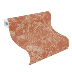 Vliestapete Rasch Afrika Tiger Vögel orange-rot 704723
