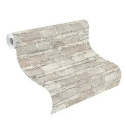 Vliestapete Rasch Backsteine grau beige weiß 428049