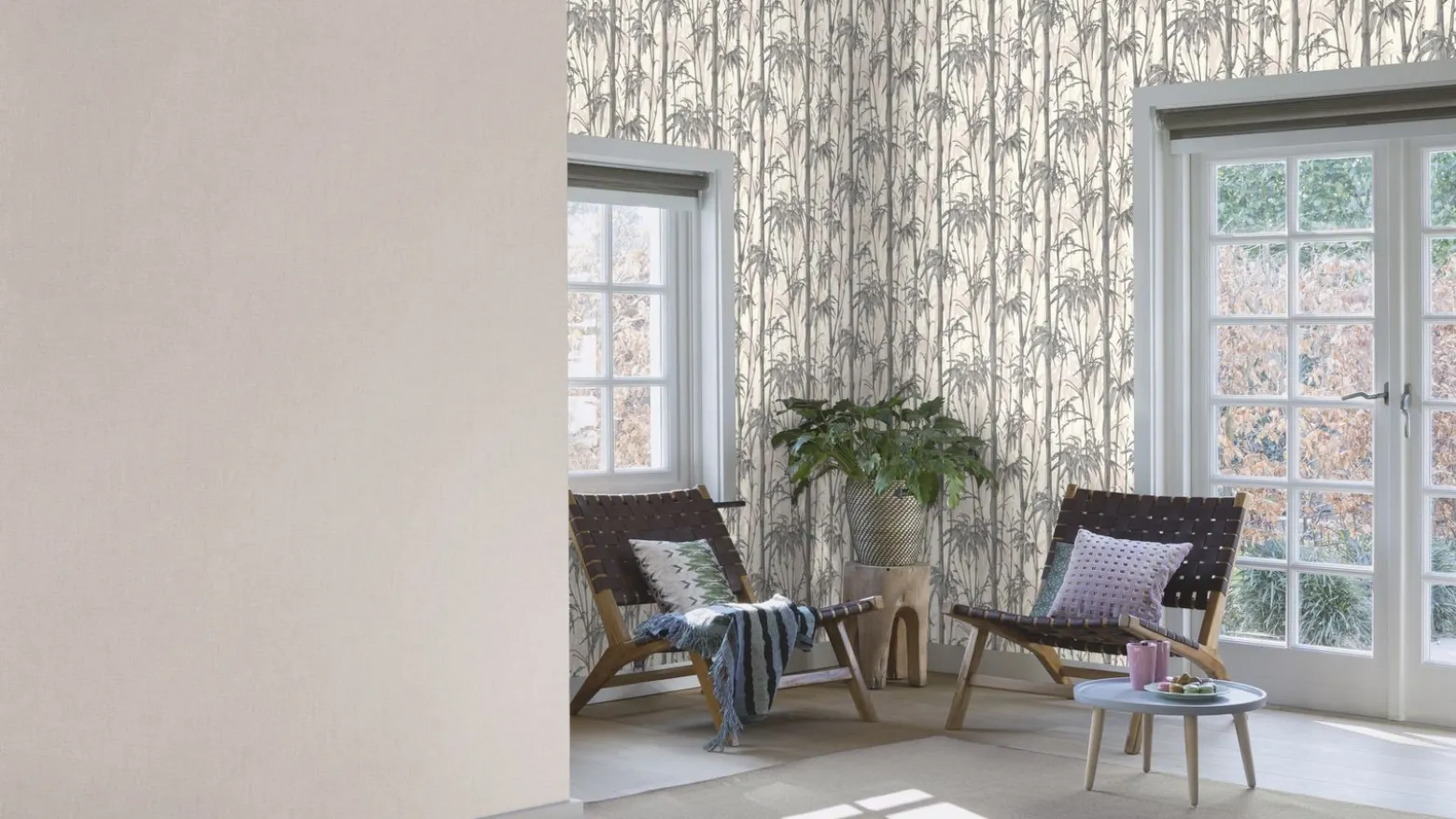 Vliestapete Rasch Bambus Floral grau silber 484830