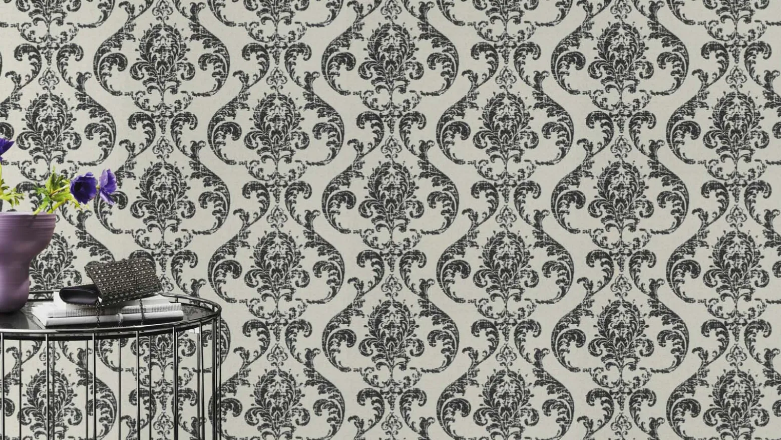 Vliestapete Rasch Barock Muster Weiß Schwarz 315608