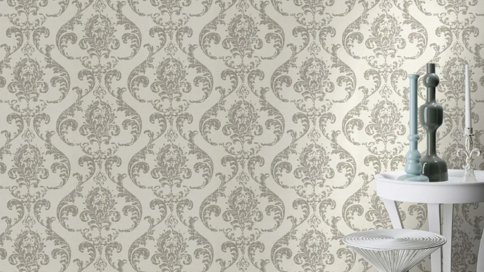 Vliestapete Rasch Barock Muster Weiß Silber 315622