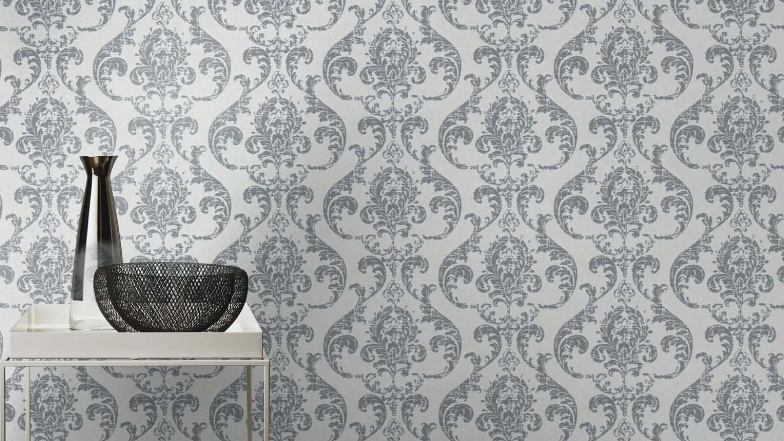 Vliestapete Rasch Barock Muster Grau Silber 315615