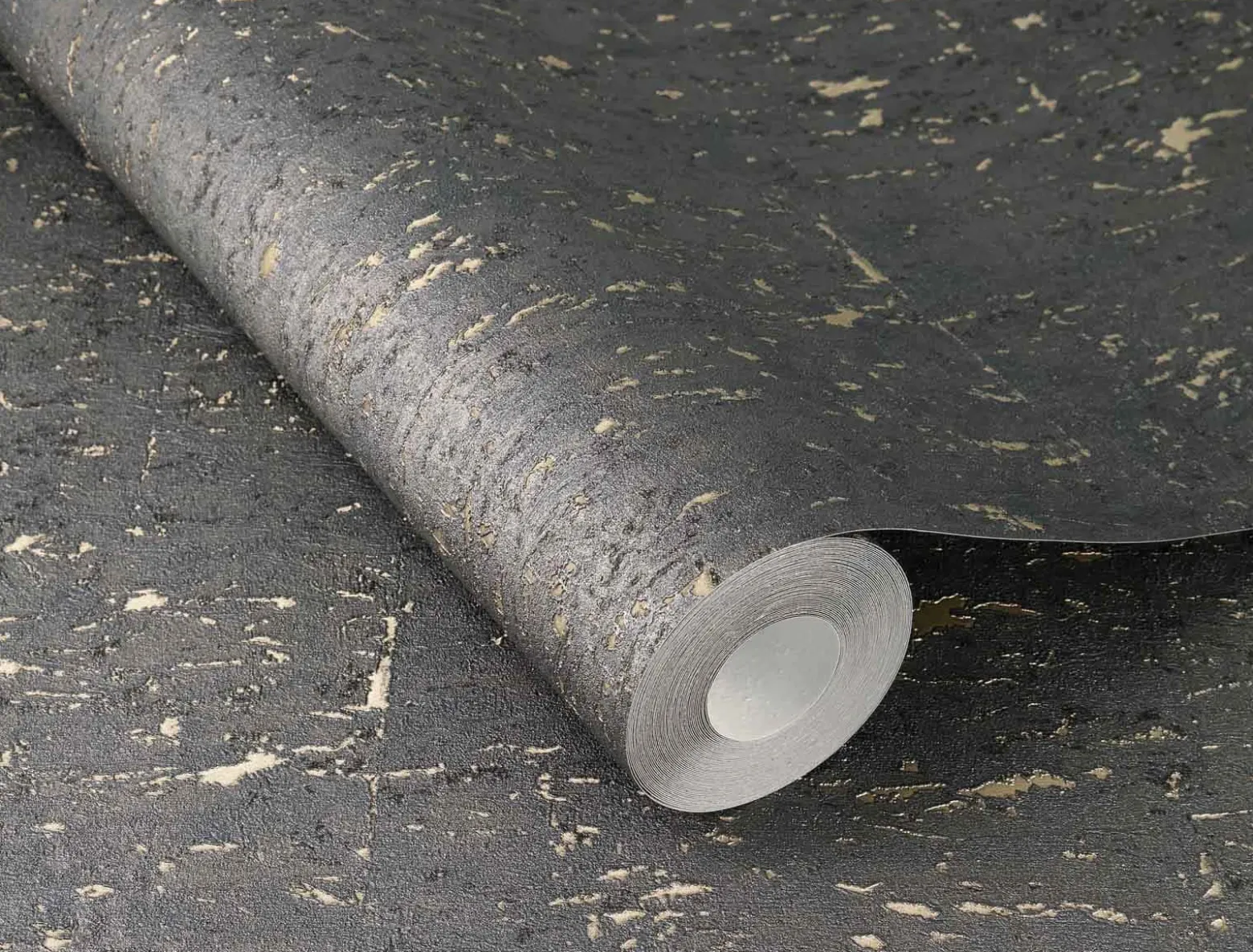 Vliestapete 538359 Rasch Beton Optik Schwarz Gold