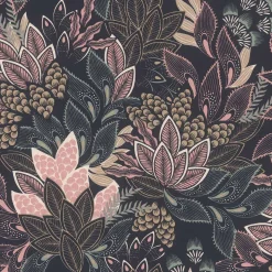 Vliestapete Rasch Blattmuster Schwarz Rosa Beige 866247