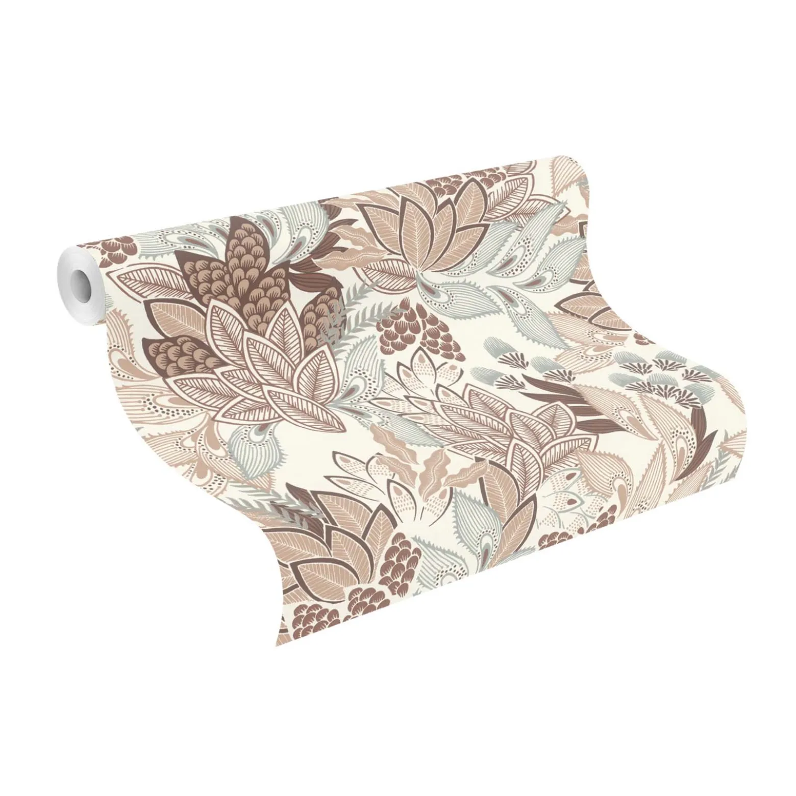 Vliestapete Rasch Blattmuster Creme Braun Grün 866223