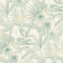 Vliestapete Rasch Blattmuster Creme Grün 580914