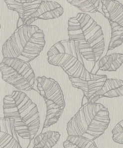 Vliestapete Rasch Blatt Muster Grau Silber 822625