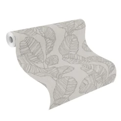 Vliestapete Rasch Blatt Muster Grau Silber 822625