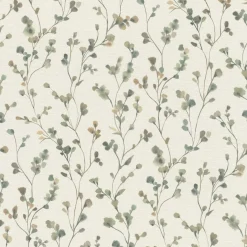 Vliestapete Rasch Blätter Aquarell Creme Grün Blau 486148