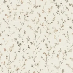 Vliestapete Rasch Blätter Aquarell Creme Grau 486131