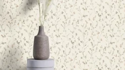 Vliestapete Rasch Blätter Aquarell Creme Grau 486131