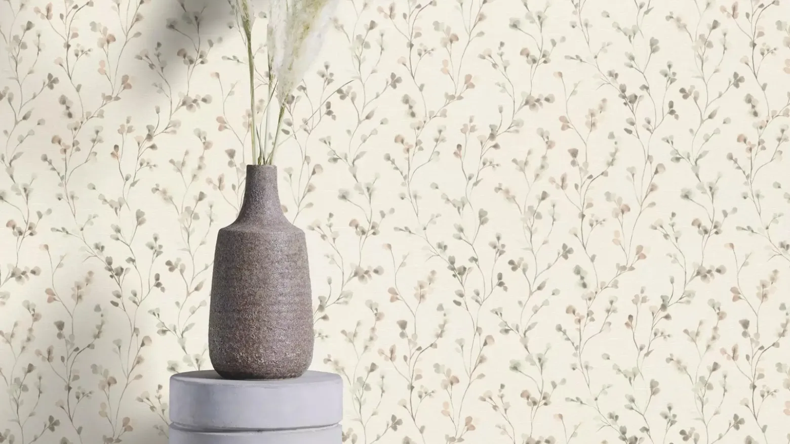 Vliestapete Rasch Blätter Aquarell Creme Grau 486131