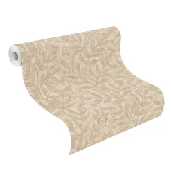 Vliestapete Rasch Blätter Beige Gold Metallic 315028