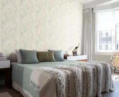 Vliestapete 537338 Rasch Blätter Beige Grau