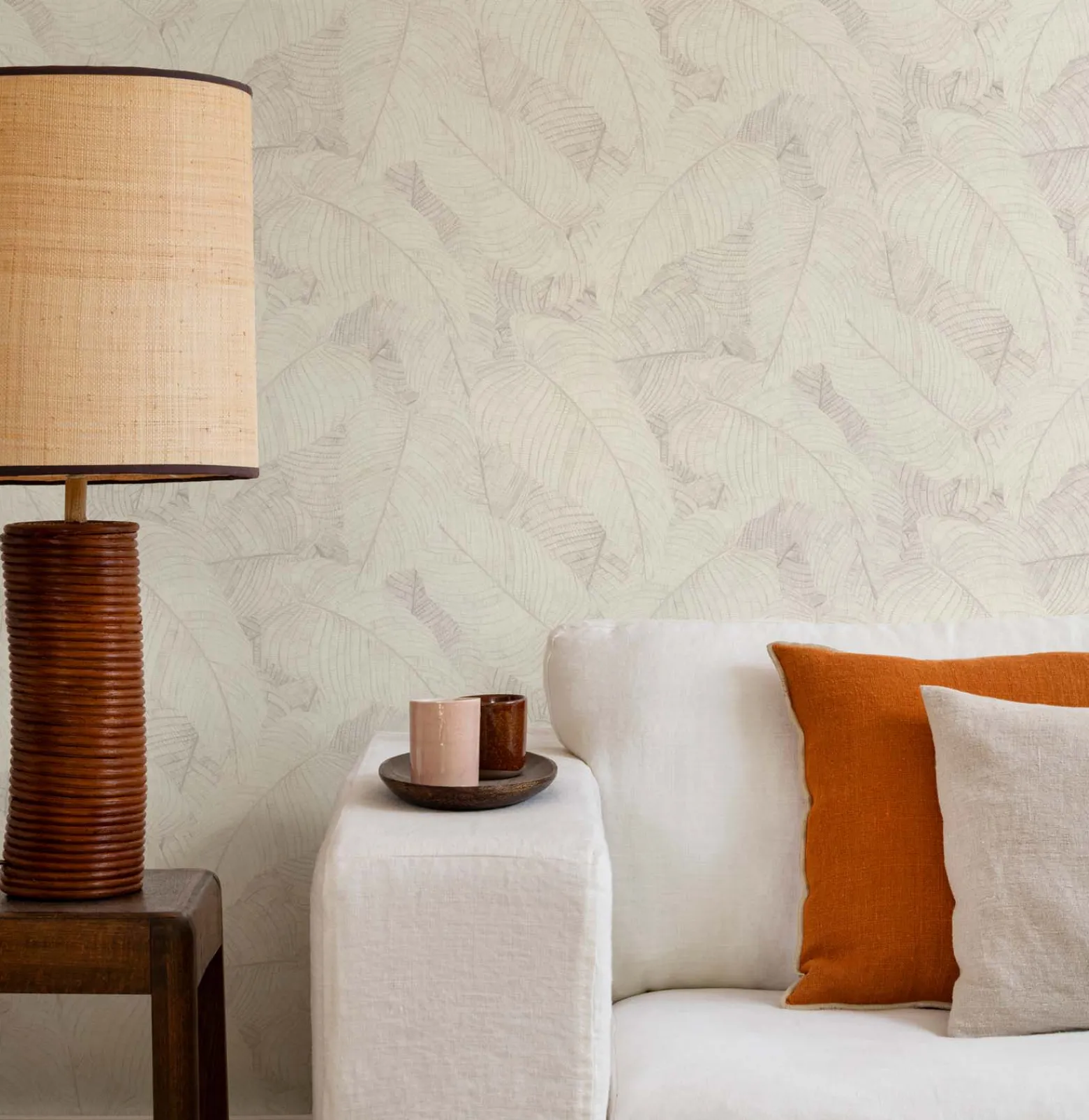 Vliestapete Rasch Blätter Creme Grau Metallic 720525