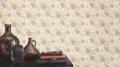 Vliestapete Rasch Blätter Creme Braun Blau 580228